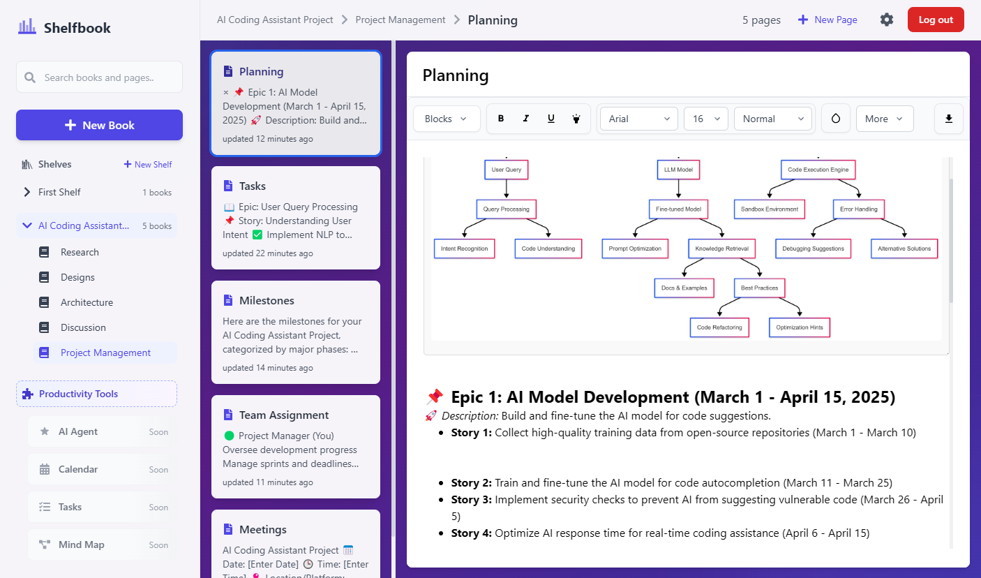 Shelfbook AI Notes Interface
